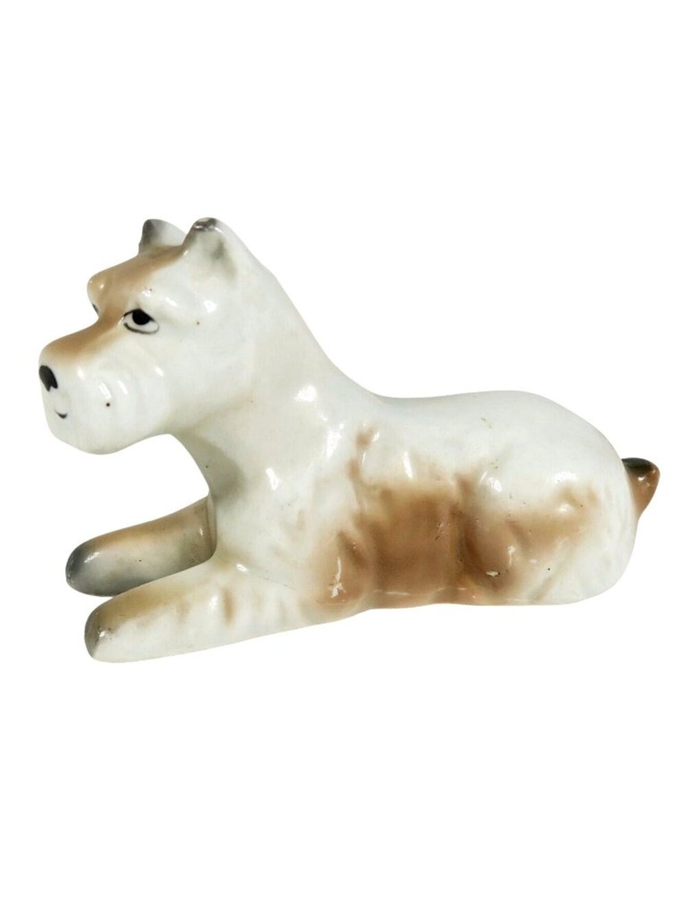 Vintage Japan Porcelain Schnauzer Figurine - 2" x 3.5" Hand‑Painted Dog - Picture 2 of 6